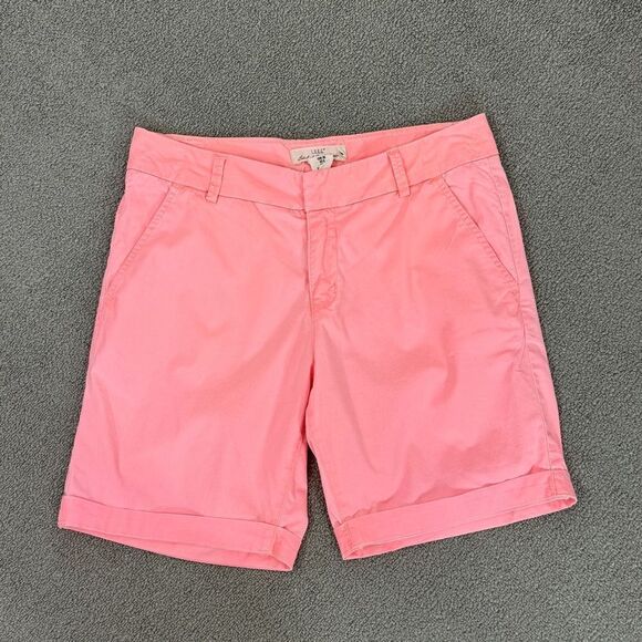 H&M Twill Cuffed Chino Bermuda Shorts Neon Coral Size 6 Stretch - Picture 6 of 12
